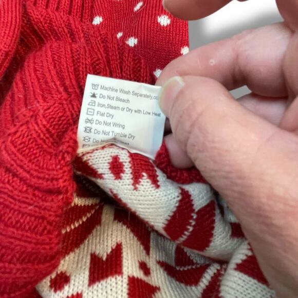 Blueberry Pet Dog Sz XL Hoodie Sweater Pom Nordic Festive Holiday Red White 16” - Picture 12 of 13